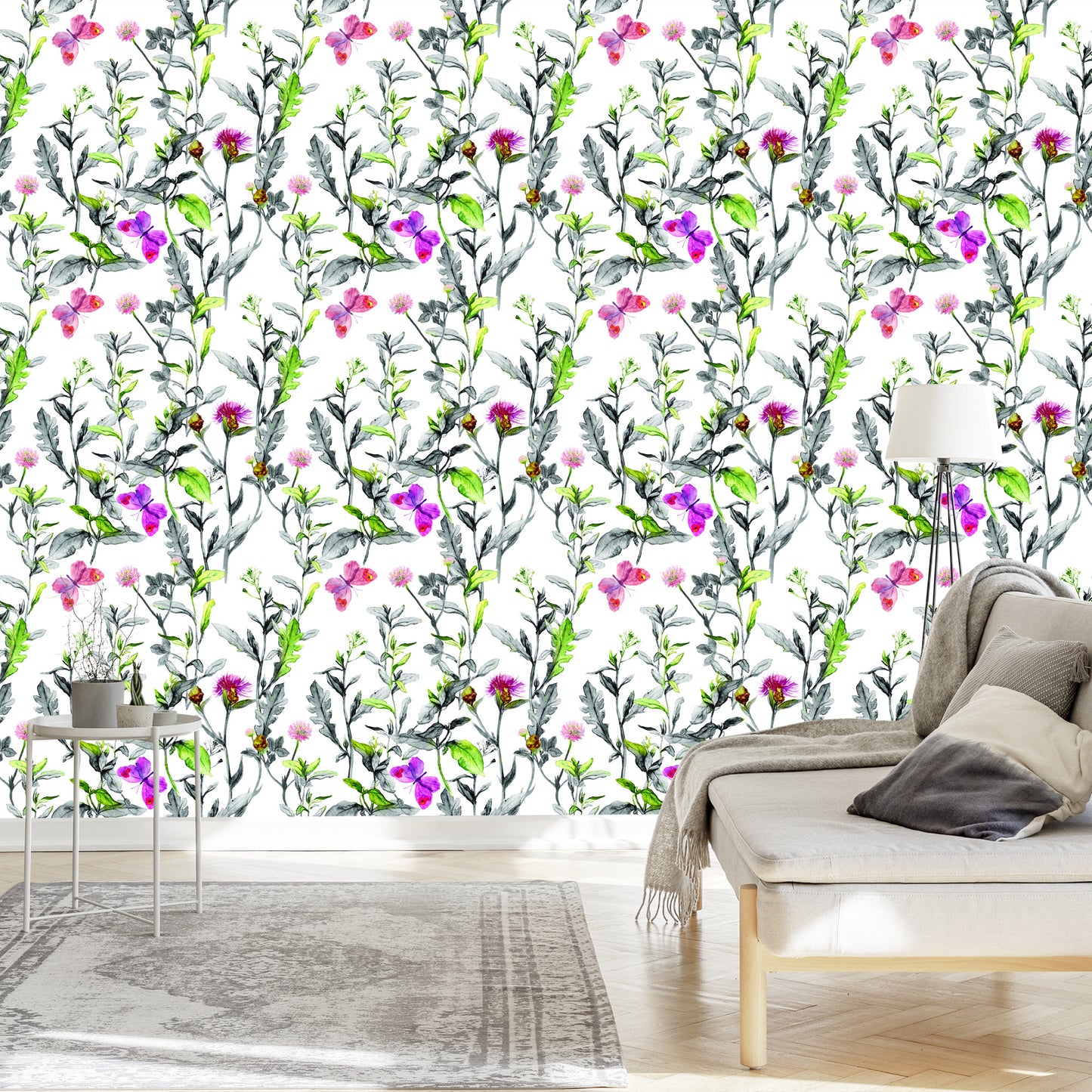 Wallpaper Watercolor Meadow Flowers