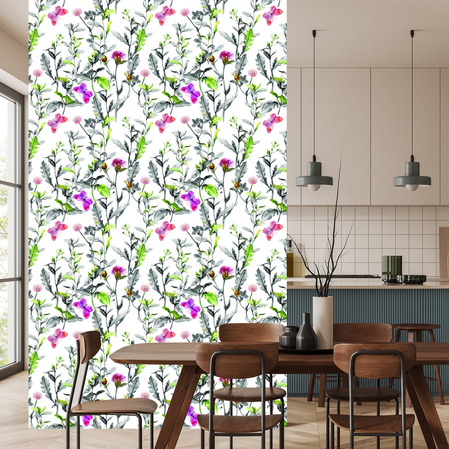 Wallpaper Watercolor Meadow Flowers