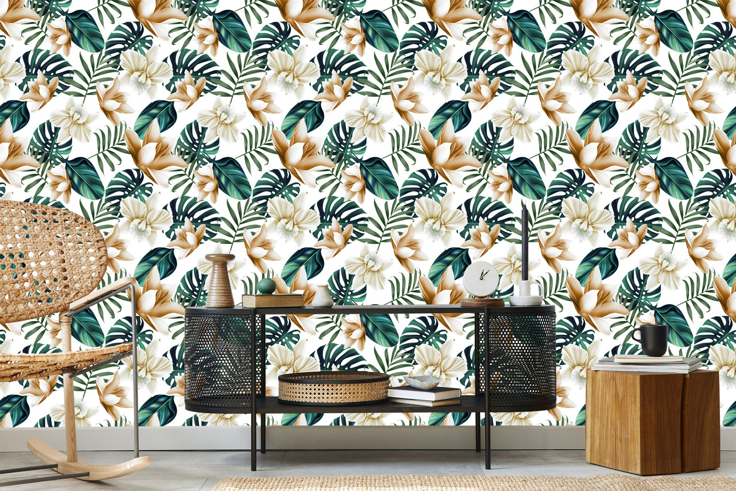 Wallpaper Flowers In Retro Style