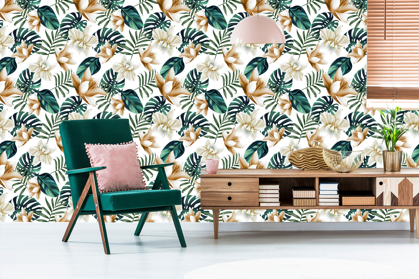 Wallpaper Flowers In Retro Style