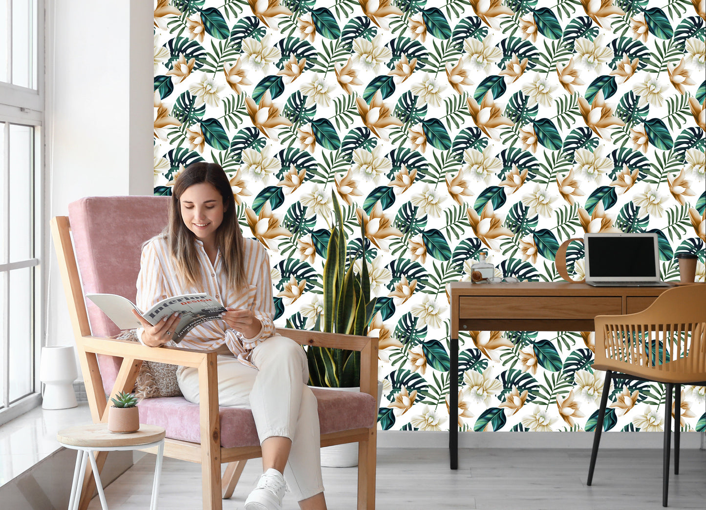 Wallpaper Flowers In Retro Style