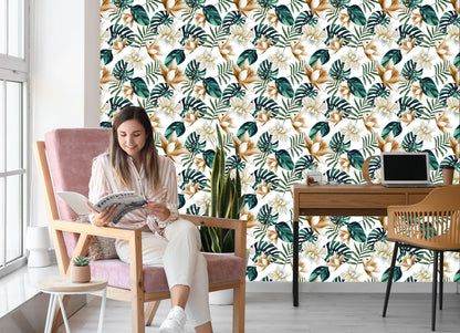Wallpaper Flowers In Retro Style