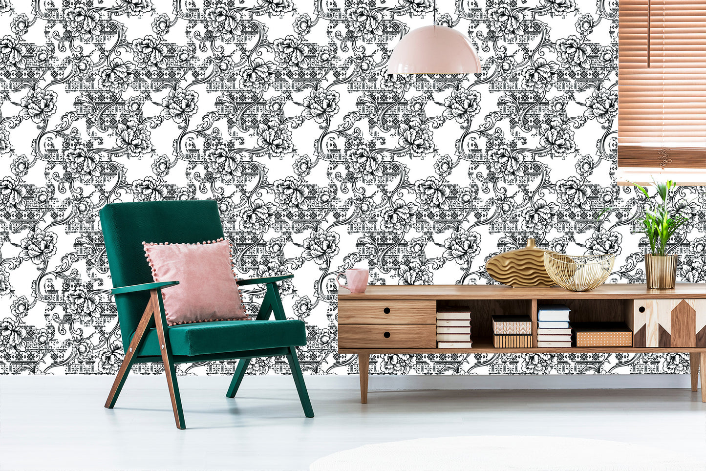 Wallpaper Black And White Flowers