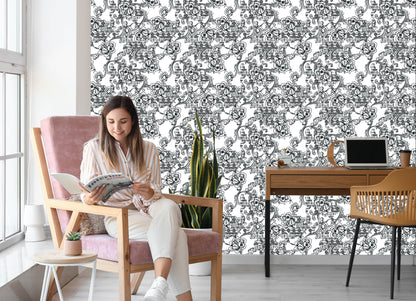 Wallpaper Black And White Flowers