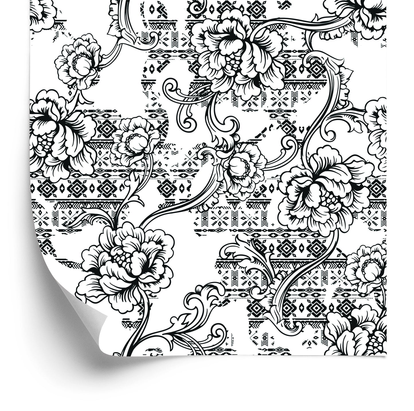 Wallpaper Black And White Flowers