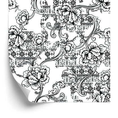 Wallpaper Black And White Flowers