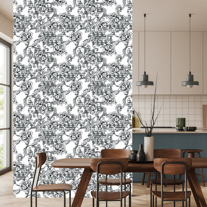 Wallpaper Black And White Flowers