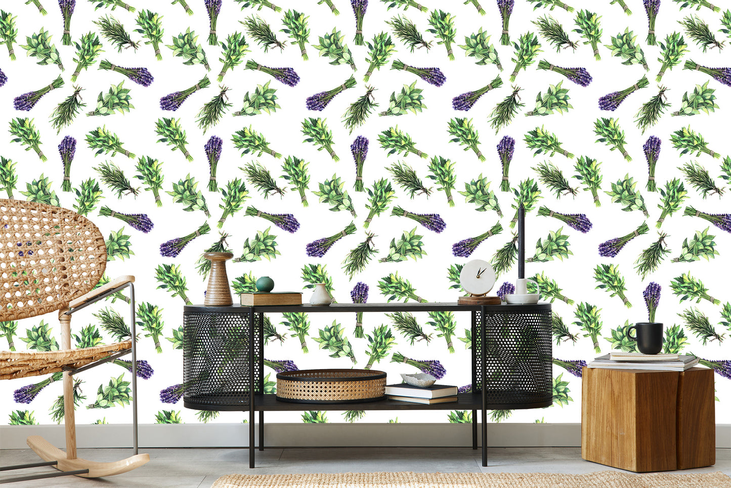 Wallpaper Lavender Among Herbs