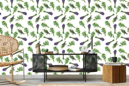 Wallpaper Lavender Among Herbs