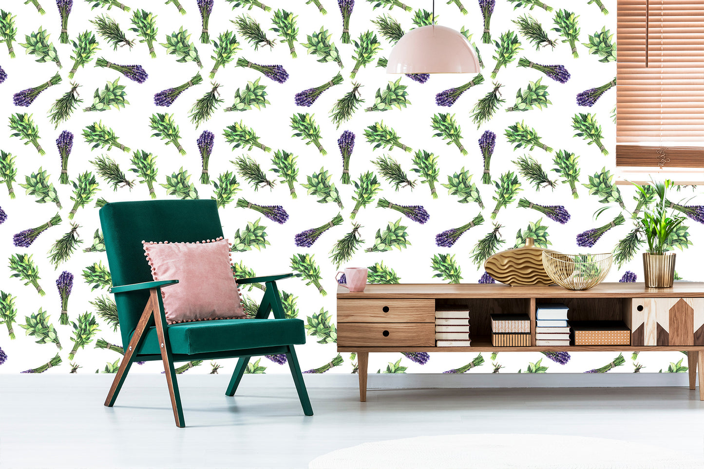 Wallpaper Lavender Among Herbs