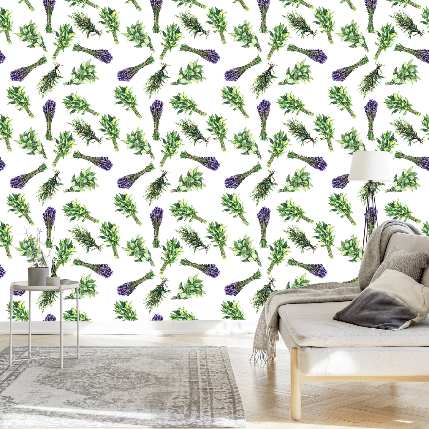 Wallpaper Lavender Among Herbs