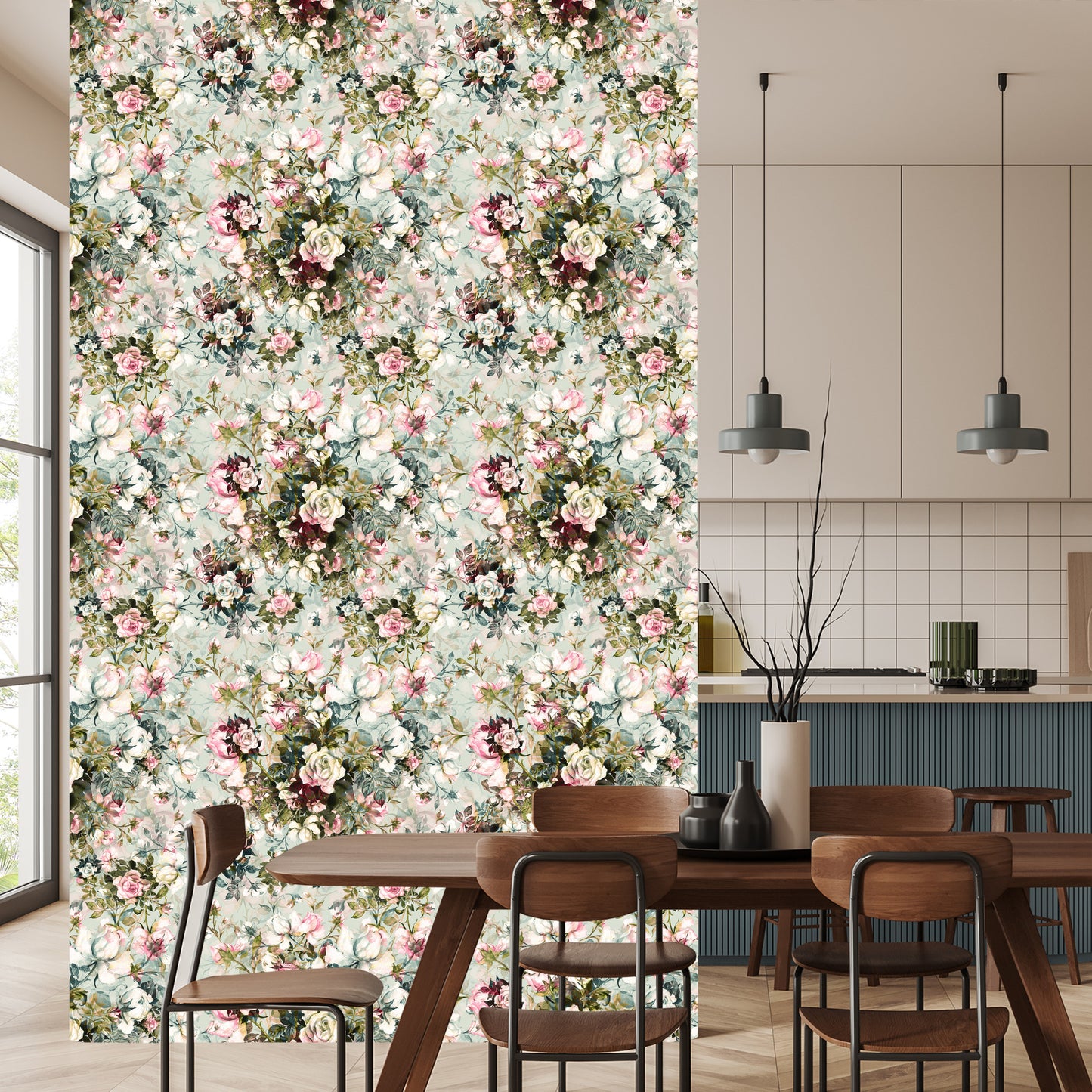 Wallpaper For Bedroom Roses Flowers Leaves Nature 3D