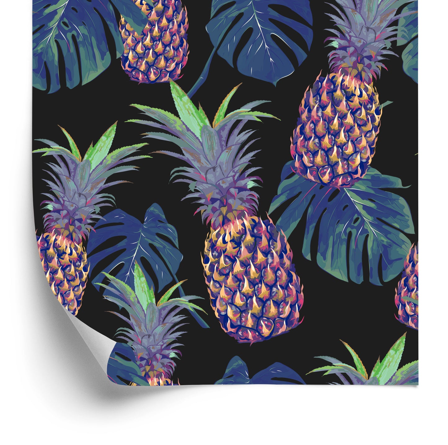 Wallpaper Pineapples With Monstera Leaves