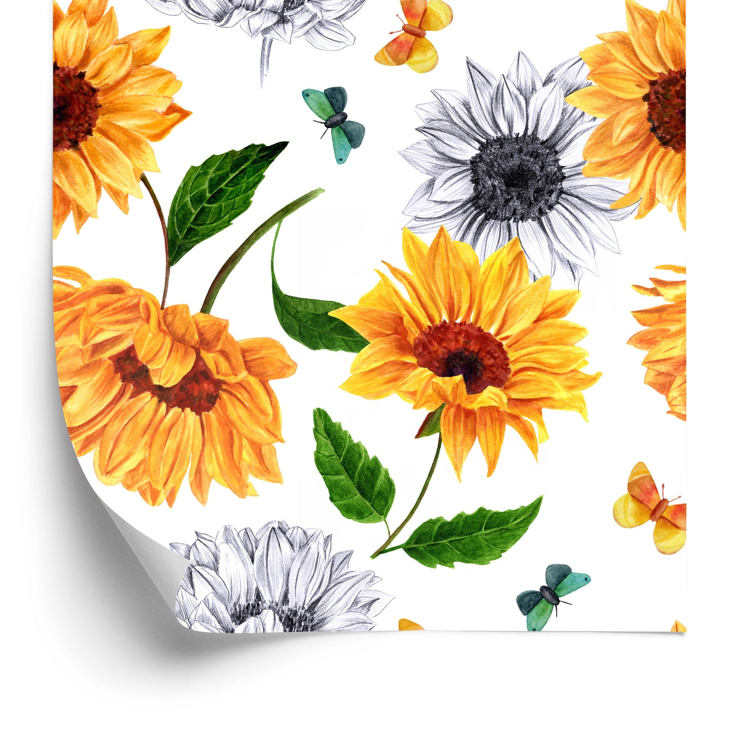Wallpaper Sunflowers With Butterflies
