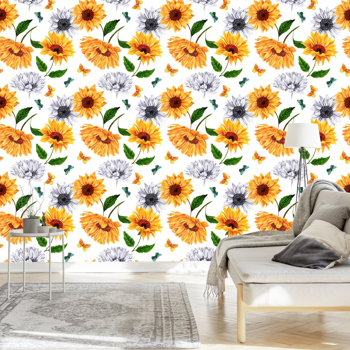 Wallpaper Sunflowers With Butterflies