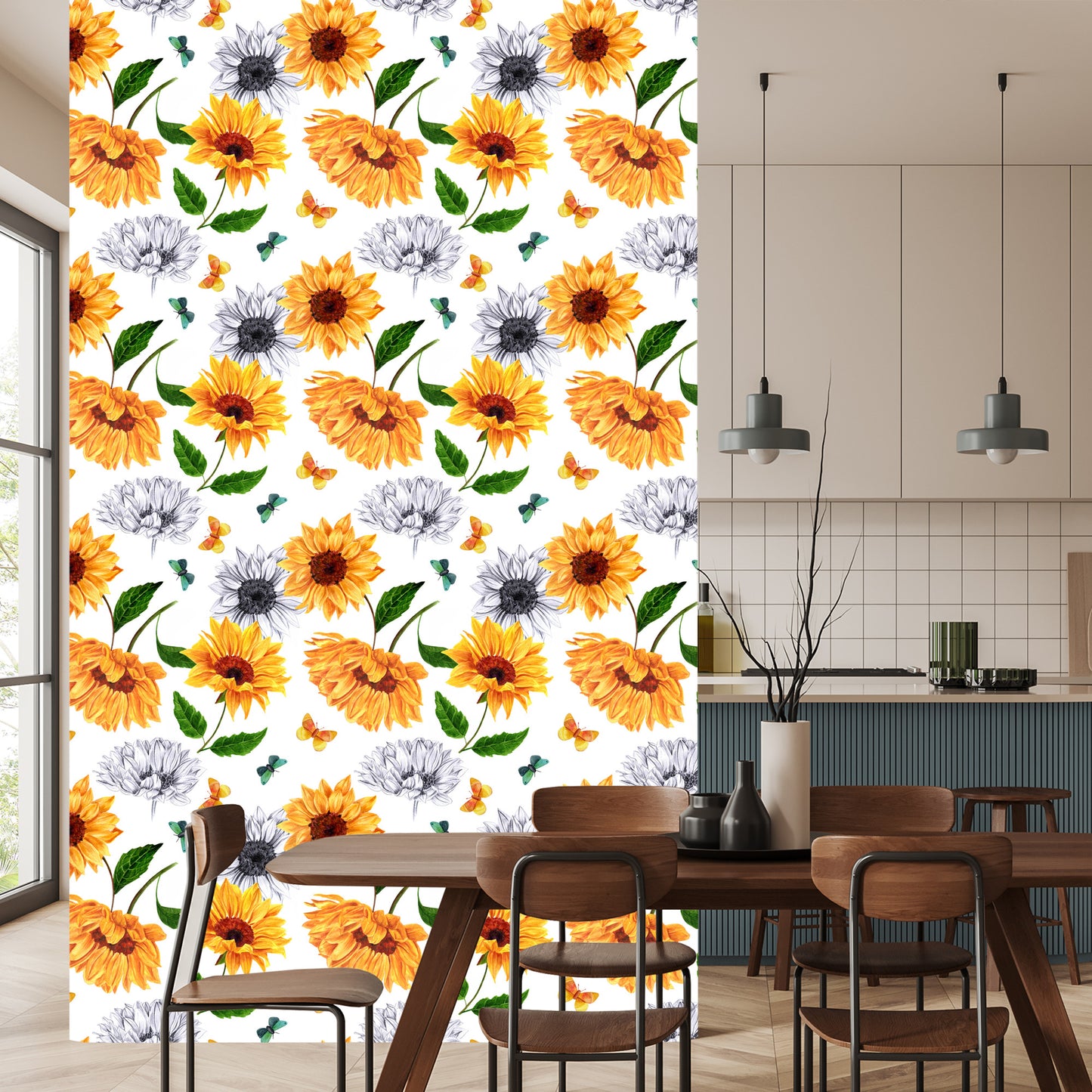 Wallpaper Sunflowers With Butterflies