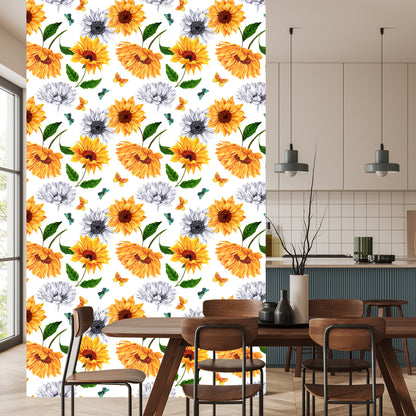 Wallpaper Sunflowers With Butterflies