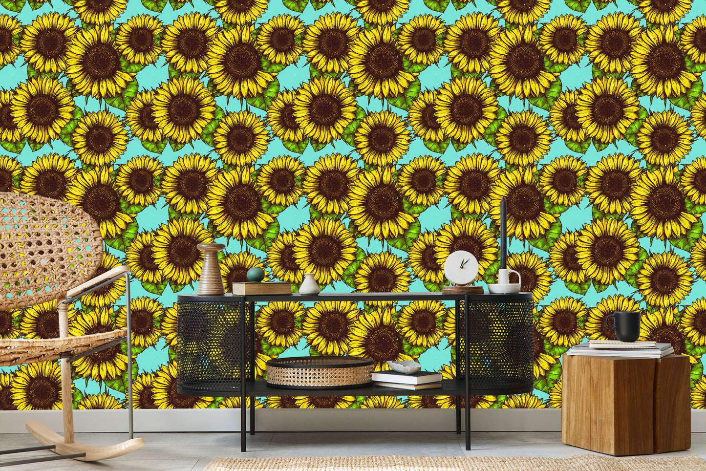 Wallpaper Retro Sunflower Bouquet