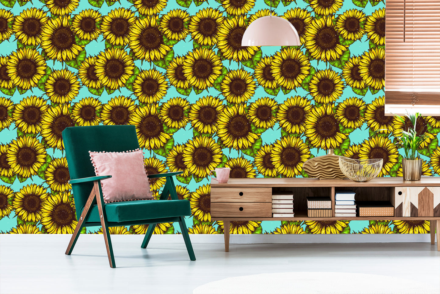 Wallpaper Retro Sunflower Bouquet