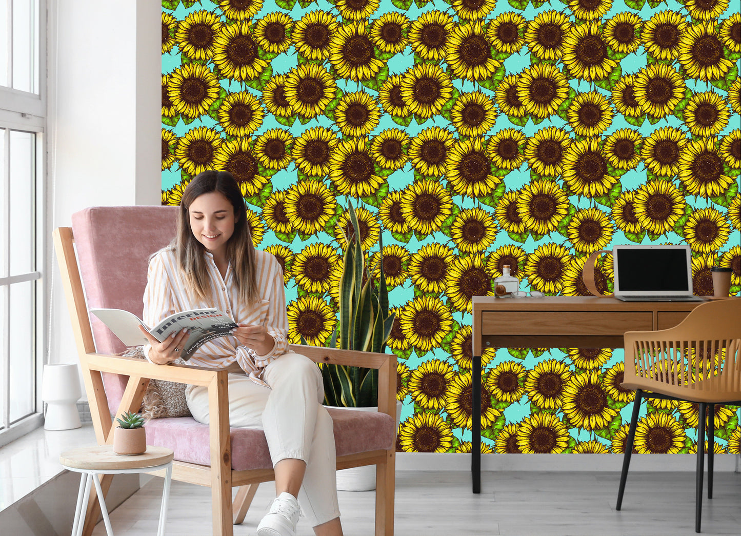 Wallpaper Retro Sunflower Bouquet