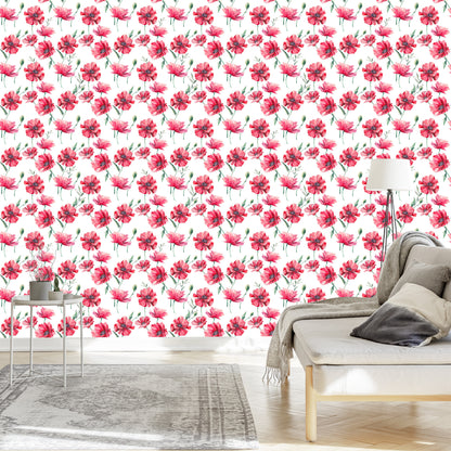 Wallpaper Painted Poppies With Leaves