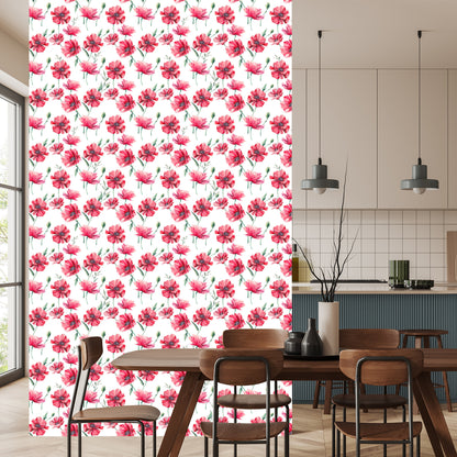 Wallpaper Painted Poppies With Leaves