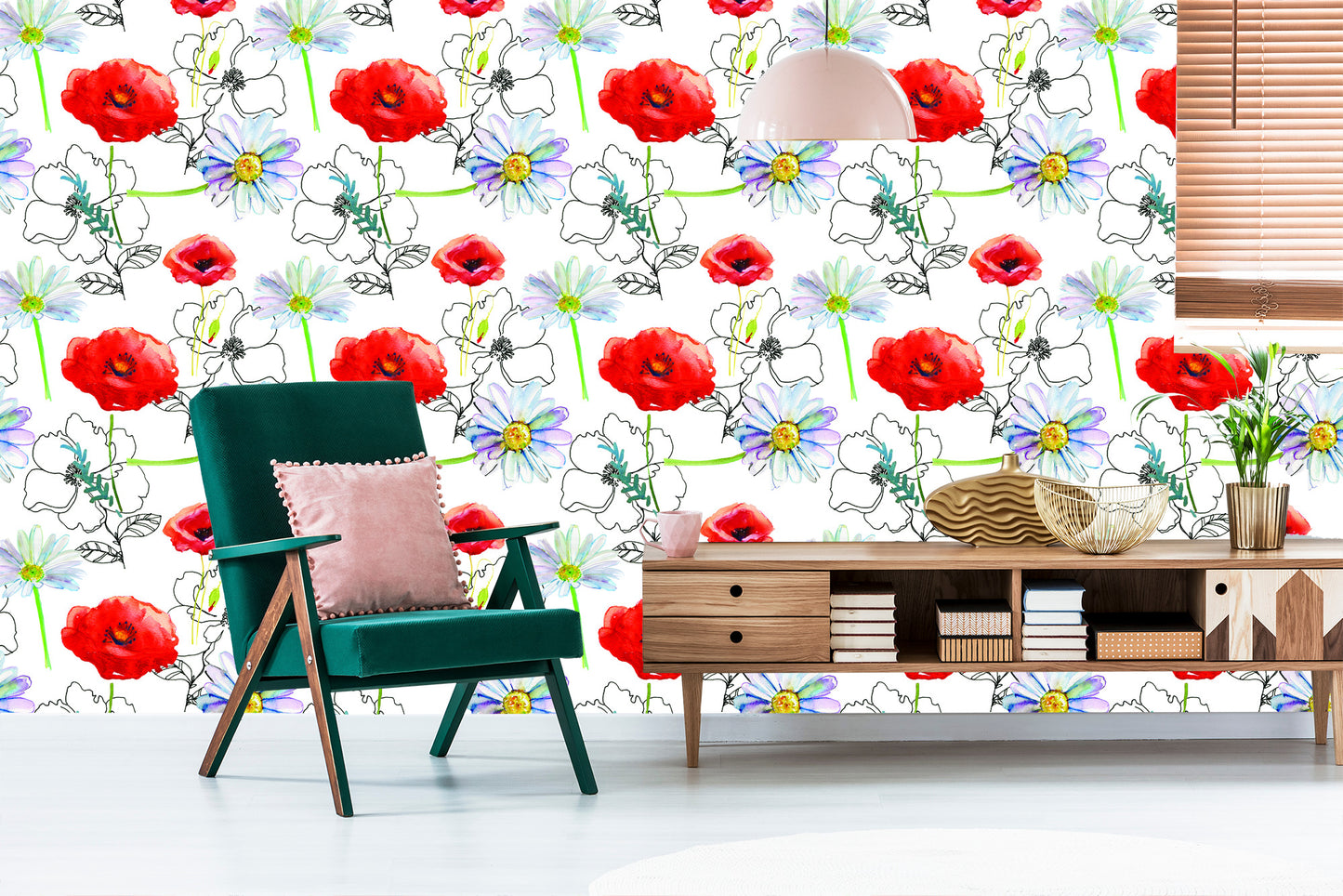 Wallpaper Poppies And Daisies