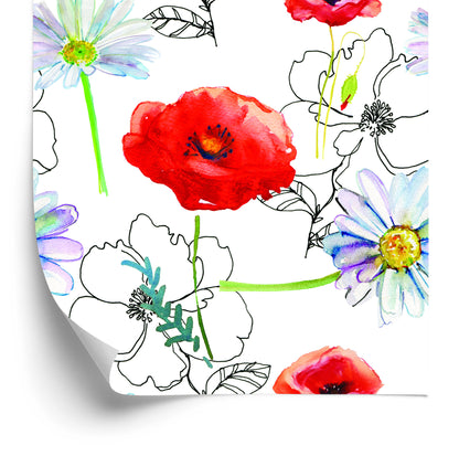 Wallpaper Poppies And Daisies