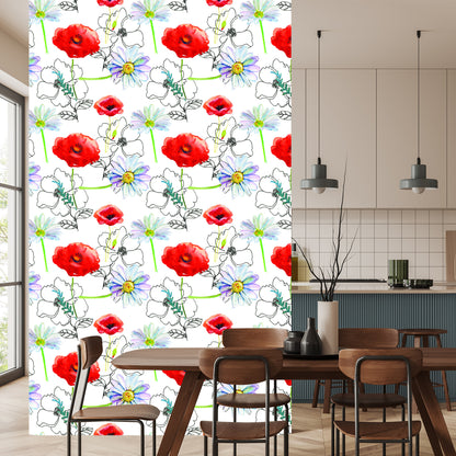 Wallpaper Poppies And Daisies