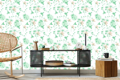 Wallpaper Dandelion Birds And Flowers