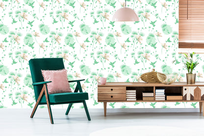 Wallpaper Dandelion Birds And Flowers
