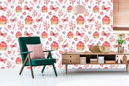 Wallpaper Watercolor Painted Cupcakes