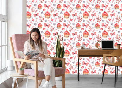 Wallpaper Watercolor Painted Cupcakes