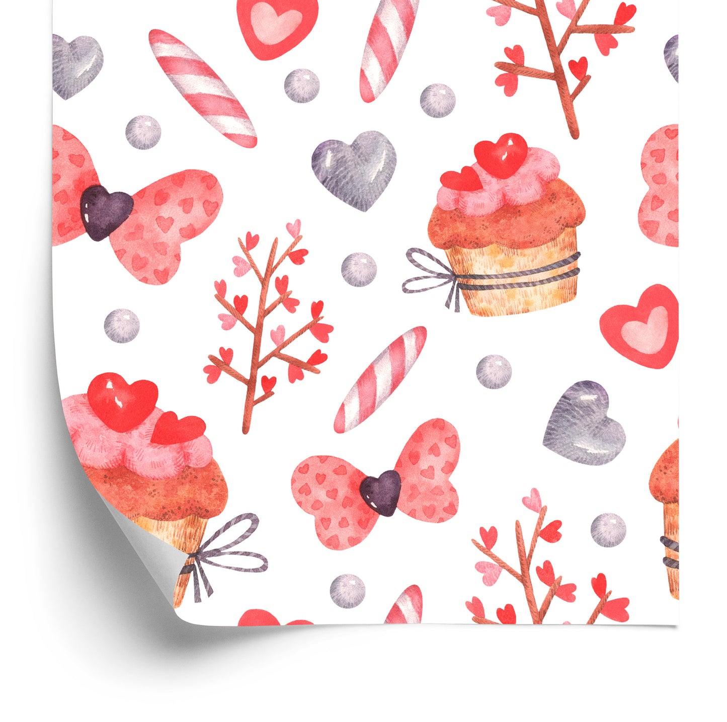 Wallpaper Watercolor Painted Cupcakes