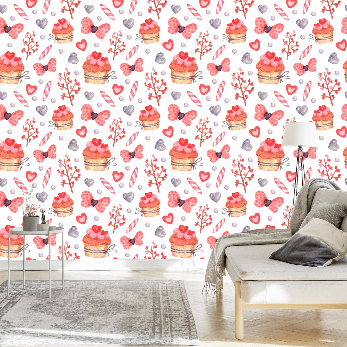 Wallpaper Watercolor Painted Cupcakes