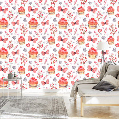 Wallpaper Watercolor Painted Cupcakes