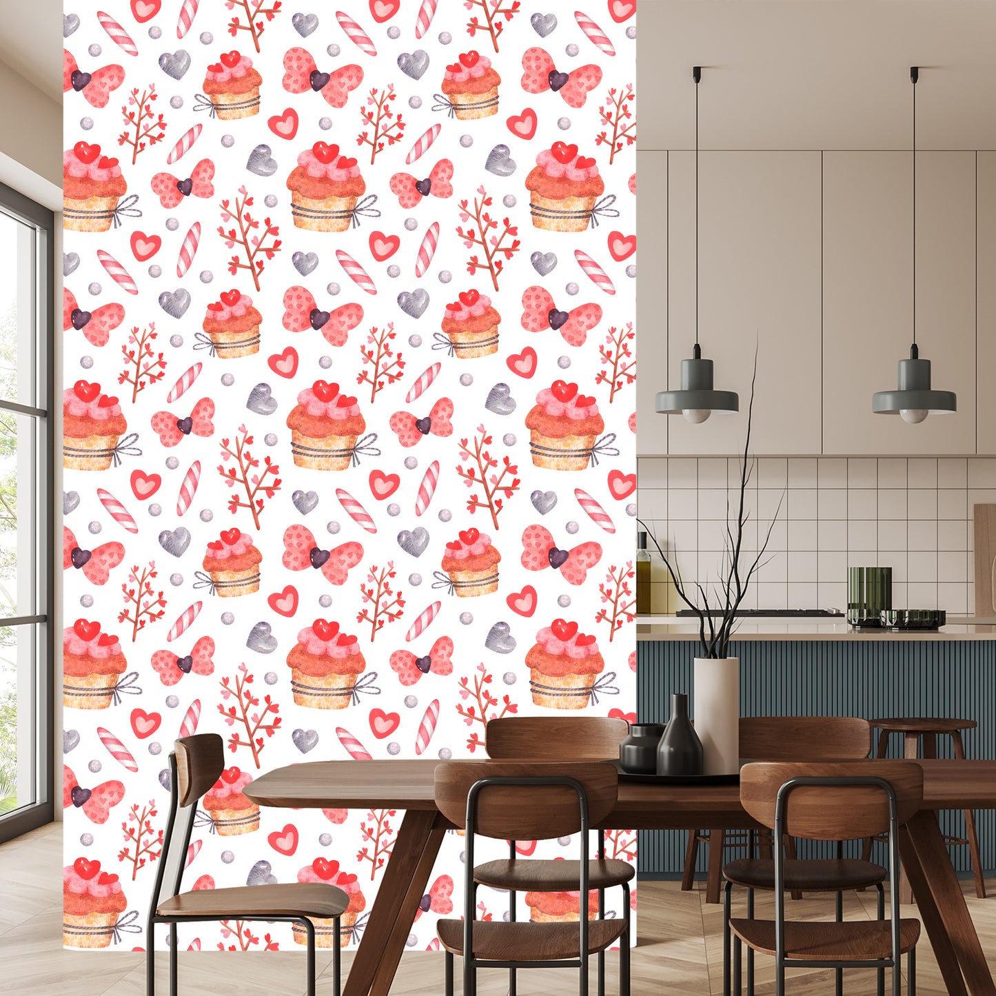 Wallpaper Watercolor Painted Cupcakes