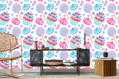 Wallpaper Colorful Muffins And Lollipops