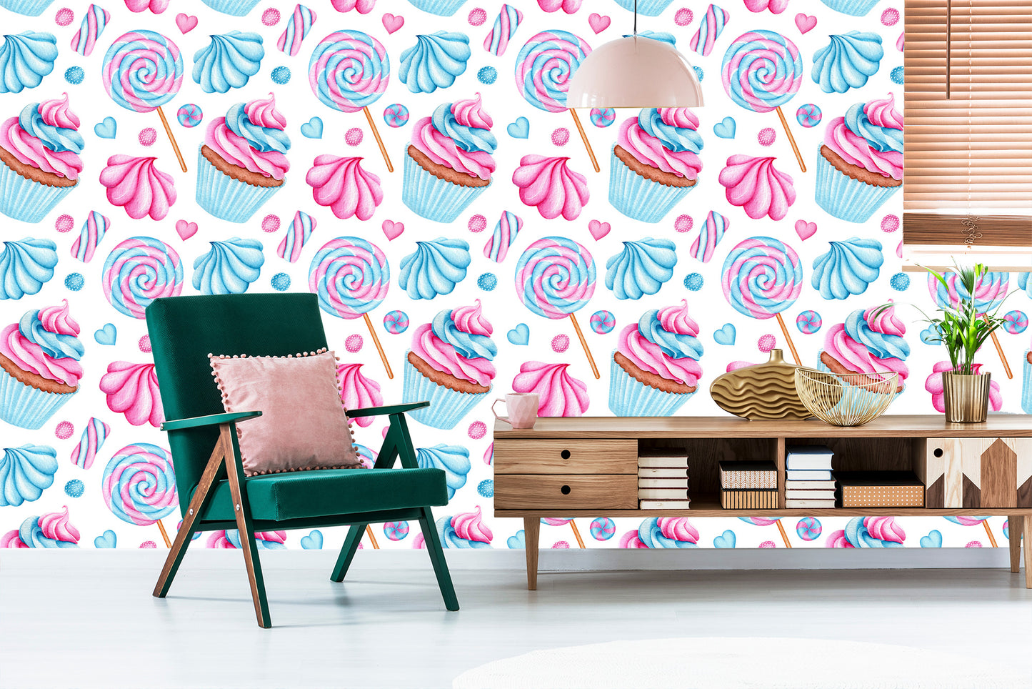 Wallpaper Colorful Muffins And Lollipops