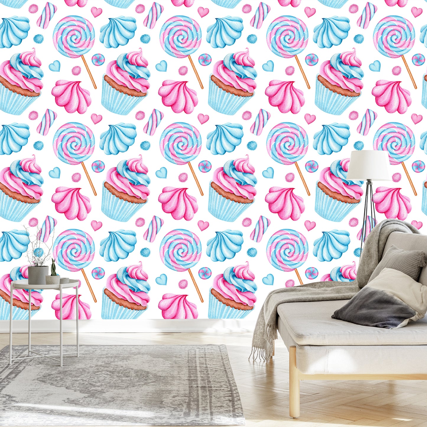 Wallpaper Colorful Muffins And Lollipops