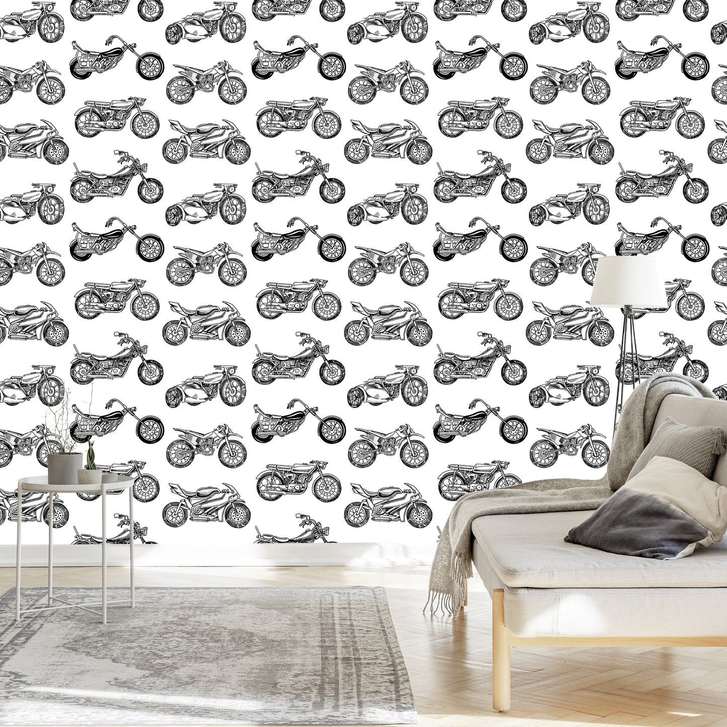 Wallpaper Black And White Drawn Motorcycles