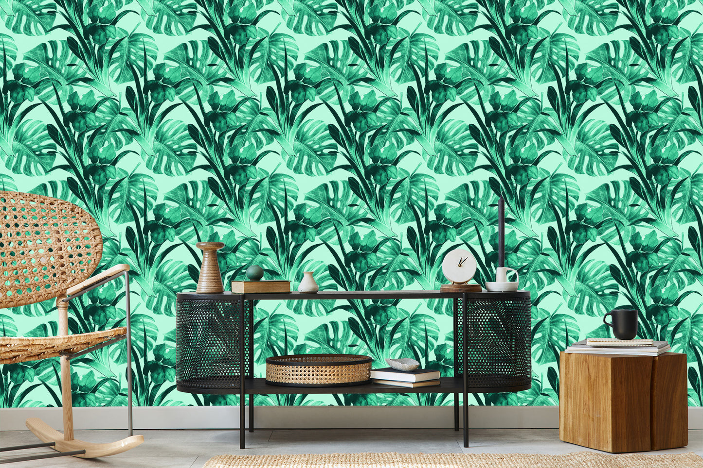 Wallpaper Exotic Watercolor Leaves