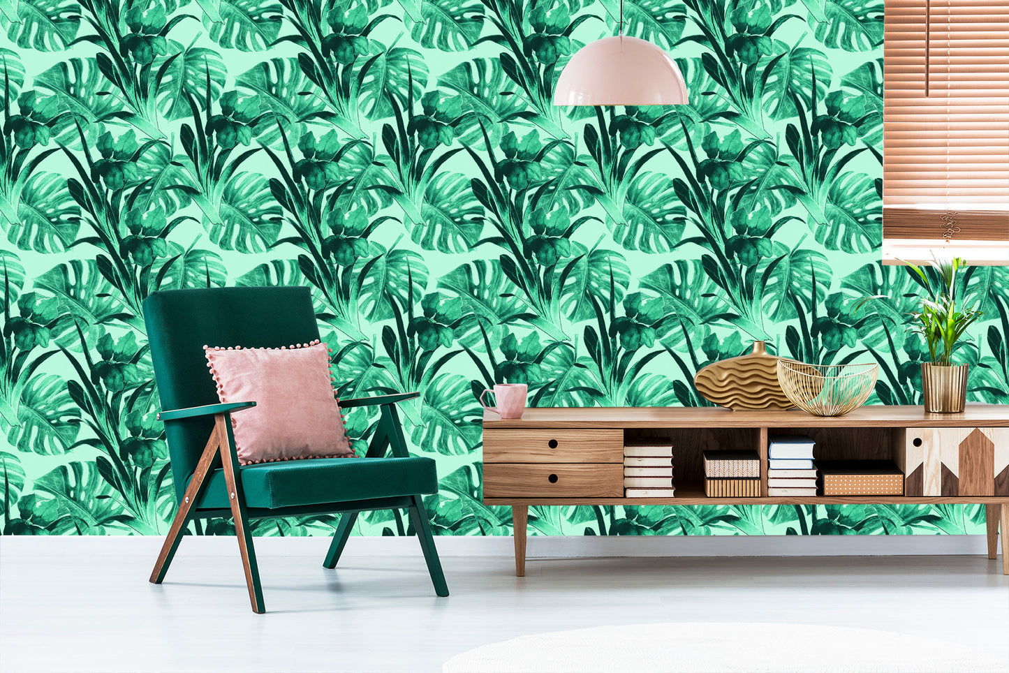Wallpaper Exotic Watercolor Leaves