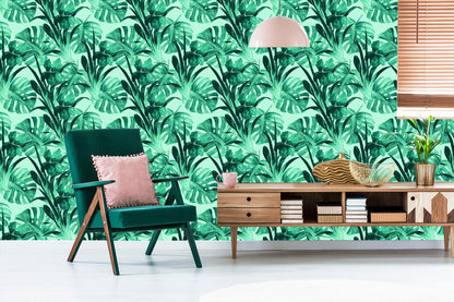 Wallpaper Exotic Watercolor Leaves