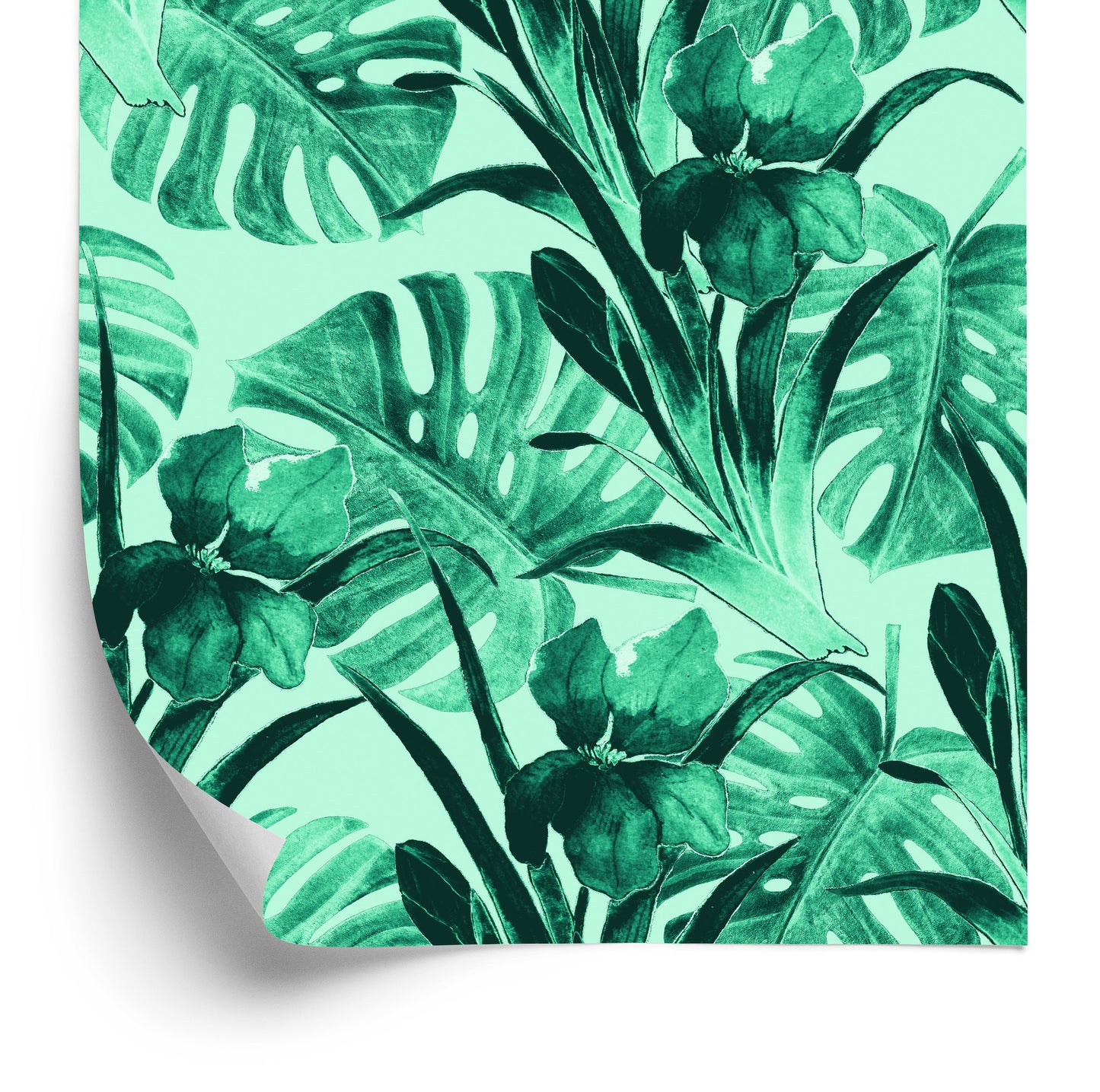 Wallpaper Exotic Watercolor Leaves