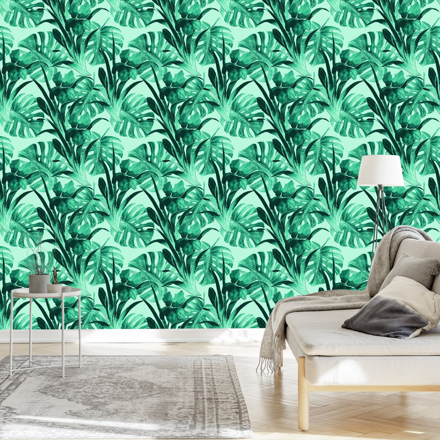 Wallpaper Exotic Watercolor Leaves
