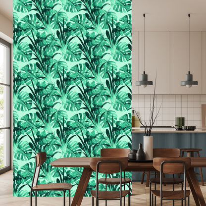 Wallpaper Exotic Watercolor Leaves