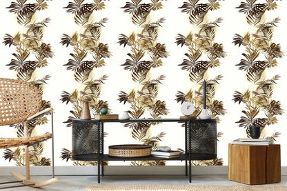 Wallpaper Watercolor Palm Leaves
