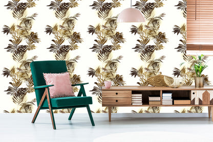 Wallpaper Watercolor Palm Leaves