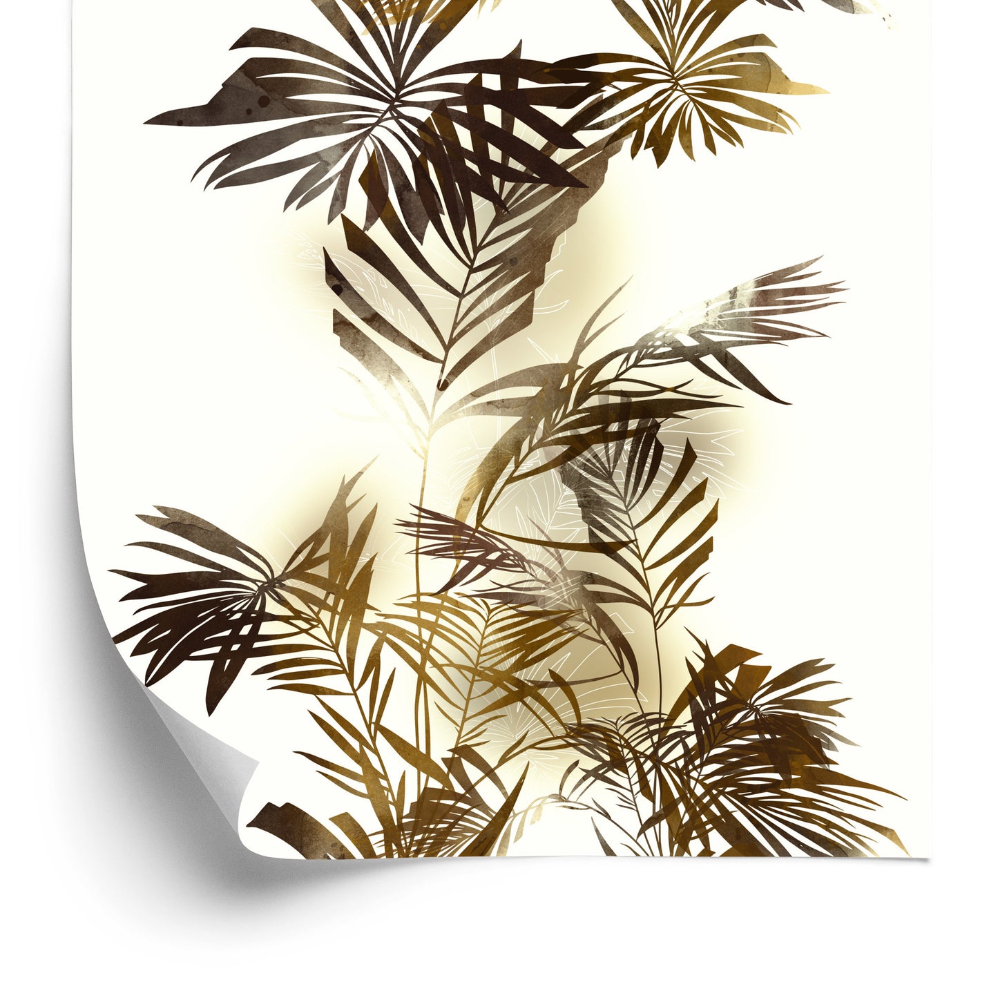 Wallpaper Watercolor Palm Leaves